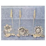 Set of 3 Pewter Metal Card or Photo Holders