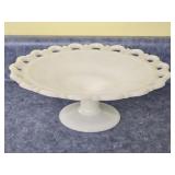 Open Lace Milk Glass Dish