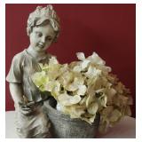 Resin little girl garden decor