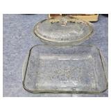 Set of Oven Proof Floral Pattern Glass Baking Dish