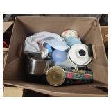 Box lot of misc pots tea pots and more