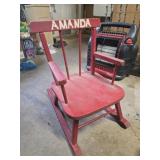 Red wood doll rocking chair