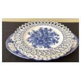 3 blue and white decorative plates