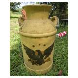 Yellow metal milk can