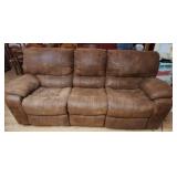 Large suede leather brown couch