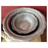 2 heavy pewter bowls