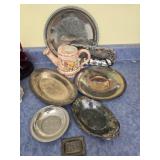Lot of silver plated and hand painted pitcher