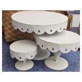 Set of 3 Ivory Colored Metal Dessert Stands