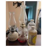 Lot of 2 glass oil lamps