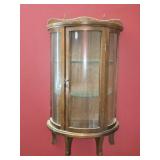 Wood Framed Bowed Glass Hanging Curio Cabinet