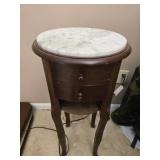 Marble top wood side table