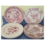 Lot of 8 Red & White Ceramic Plates