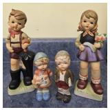 Lot of Hummel style figurines & salt & pepper