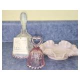 Fenton Opalescent Hand painted Bell Ruffled Bowl