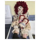 Lot of 3 Raggedy Ann & Andy dolls