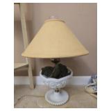 White milk glass lamp