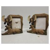 Set if 2 moose picture frames hand painted