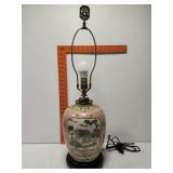 Asian themed ceramic table lamp no shade