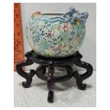 Small Chinese planter on stand