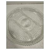 Crystal serving plate divided three sections