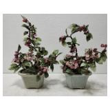 Vintage Glass Chinese Bonsai trees see Description