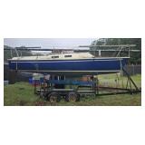 Large sailboat on trailer