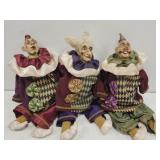 3 Jester Clown Dolls from Katherines Collection