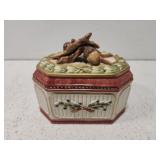 Fitz and Floyd ceramic acorn box with lid