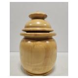 Hand crafted wooden jar with lid