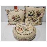 3 hand stitched throw pillow some discoloring