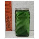 Vintage green glass canister