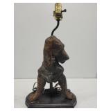 Vintage cast iron hunting dog lamp