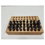 Steel letter punch set with wooden box