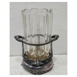 Silver Plated and Glass Candle holder/ vase