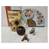 Sunflower tin with misc items