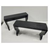 Set of 2 black wooden shelves
