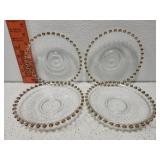 4 gold beaded rim glass plates