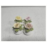 Set of 4 decorative floral mini breakable pots