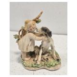 Victorian Ceramic Girl with Dog