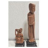 Pair of solid wood asian statues