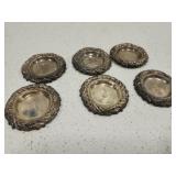 Set of 6 vintage sterling silver 1845 coasters