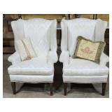 Pair of Victorian upholstered high back chairs