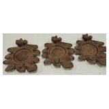 Set of 3 rust iron leaf candle holders