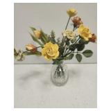 Stunning crystal vase w porcelain flowers