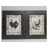 Pair of rooster and chicken prints