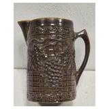 Antique Brown Iridescent Pottery Pitcher