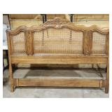 Solid carved wood &cane back head board**