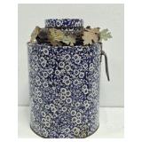 Vintage Metal Floral Tin With Lid