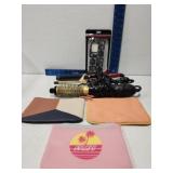 Misc lot of curling irons, phone case & bags