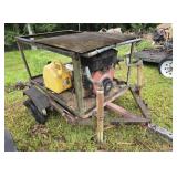 Older small trailer with engine bad tires